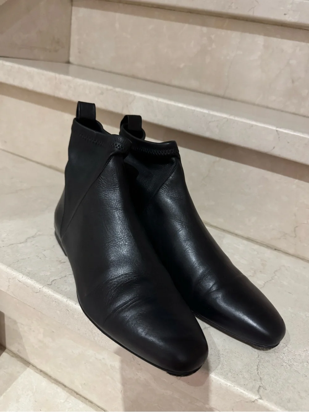 Women’s Black Leather Slim Ankle Boots